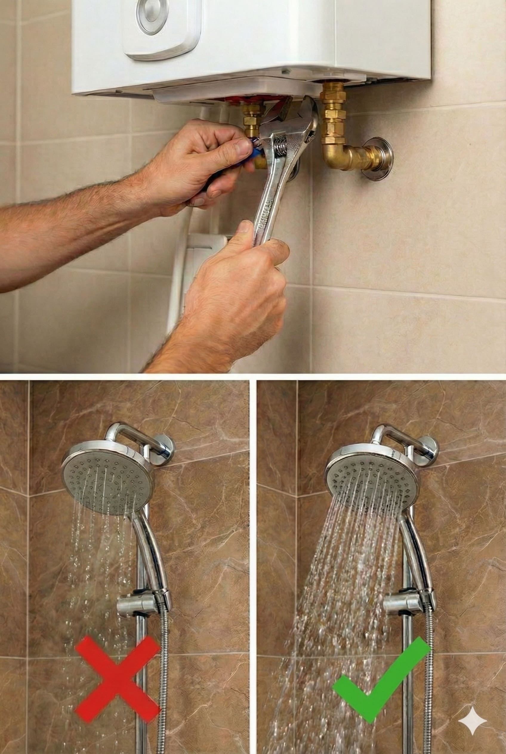 Técnico reparando calefont